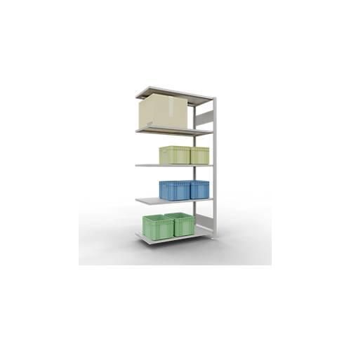 4004514293107 - Schulte Lagertechnik Fachbodenregal-Stecksystem MULTIplus 150 Anbauregal Längenriegel 2000x1000x500 mm 5 Böden lichtgrau