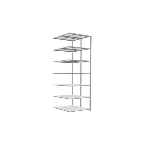 4004514270184 - Schulte Lagertechnik Fachbodenregal-Stecksystem MULTIplus 250 Doppel-Anbauregal Längenriegel H2500 B1000 T2x600 mm 2x6 Böden lichtgrau