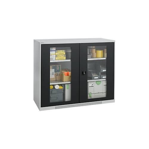 4051273768902 - Genius Flügeltürenschrank FS Stahl Sichtfenster Lüftungslöcher B 1343 x T 520 x H 1105 mm 3 OH Weißalu Anthrazitgrau bis 450 kg 4051273768902 - Genius Flügeltürenschrank FS Stahl Sichtfenster Lüftungslöcher B 1343 x T 520 x H 1105 mm 3 OH Weißalu Anthrazitgrau bis 450 kg
