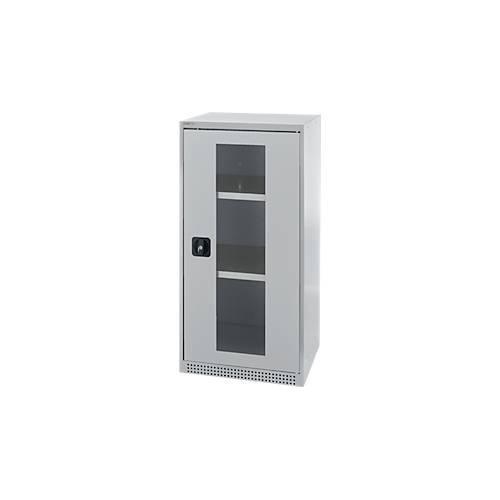 4051273769060 - Genius Flügeltürenschrank FS Stahl Sichtfenster Lüftungslöcher B 545 x T 520 x H 1105 mm 3 OH Weißalu Weißalu bis 150 kg