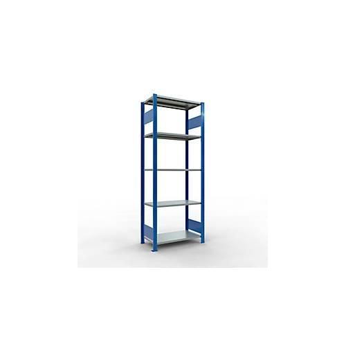 4004514279941 - Schulte Lagertechnik Fachbodenregal-Stecksystem MULTIplus 150 Grundregal Längenriegel 2000x 750x400 mm 5 Böden enzianblau verzinkt