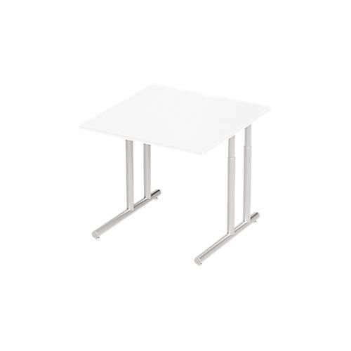 4250510829936 - Select Schreibtisch COMBITEC Quadrat C-Fuß B 800 x T 800 x H 677-817 mm weiß weißaluminium