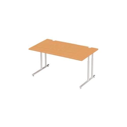 4250510821374 - Select Schreibtisch COMBITEC Rechteck C-Fuß B 1600 x T 800 x H 677-817 mm Buche weißaluminium