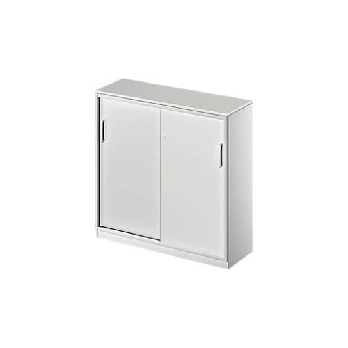 4051273739940 - Genius Schiebetürenschrank TETRIS SOLID 3 OH 2 Fachböden B 1200 mm 19 mm Abdeckplatte lichtgrau weißalu