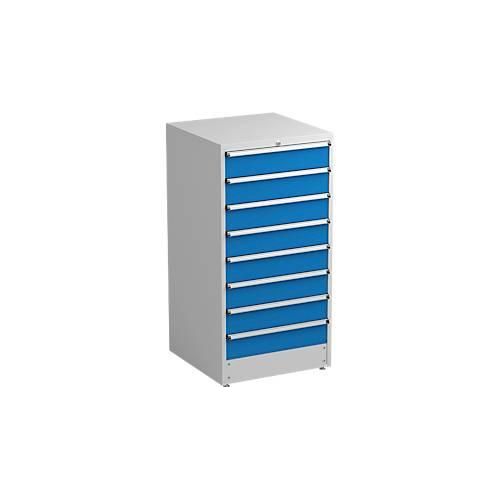 6416763094776 - Schubladenschrank Treston 9 Schubladen abschließbar B 715 x T 715 x H 1400 mm Stahl lichtgrau RAL 7035 blau RAL 5007 6416763094776 - Schubladenschrank Treston 9 Schubladen abschließbar B 715 x T 715 x H 1400 mm Stahl lichtgrau RAL 7035 blau RAL 5007