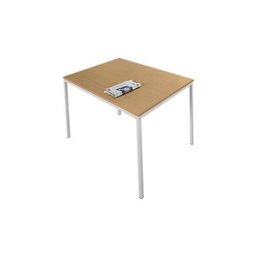 4251898823875 - Pure Stahlrohrtisch Rechteck Quadratrohrfuß B 1200 x T 700 x H 720 mm Buche weißaluminium