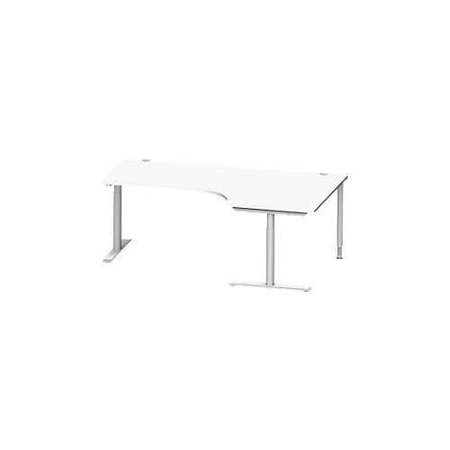 4250510881422 - Genius Winkelschreibtisch MODENA FLEX 90° Ansatz rechts T-Fuß-Rundrohr B 2000 mm weiß weiß 4250510881422 - Genius Winkelschreibtisch MODENA FLEX 90° Ansatz rechts T-Fuß-Rundrohr B 2000 mm weiß weiß