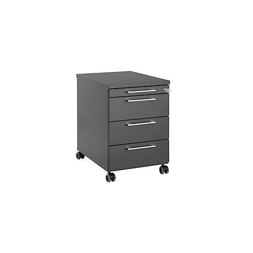 4251898813746 - Rollcontainer 1333 3 Schübe & 1 Utensilienauszug abschließbar eckige Griffe Holz Stahl Kunststoff B 434 x T 800 x H 613 mm graphit 4251898813746 - Rollcontainer 1333 3 Schübe & 1 Utensilienauszug abschließbar eckige Griffe Holz Stahl Kunststoff B 434 x T 800 x H 613 mm graphit