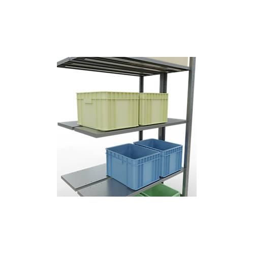 4004514261847 - Schulte Lagertechnik Fachbodenregal-Stecksystem MULTIplus 150 Doppel-Anbauregal Längenriegel H2000 B1000 T2x300 mm 2x5 Böden verzinkt