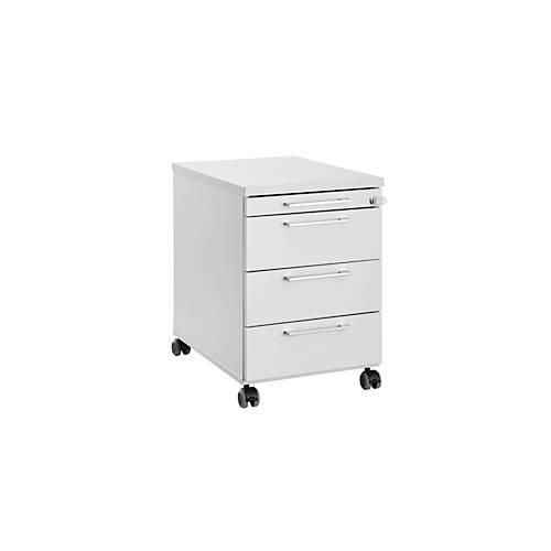 4251898813692 - Rollcontainer 1333 3 Schübe & 1 Utensilienauszug abschließbar eckige Griffe Holz Stahl Kunststoff B 434 x T 800 x H 613 mm lichtgrau 4251898813692 - Rollcontainer 1333 3 Schübe & 1 Utensilienauszug abschließbar eckige Griffe Holz Stahl Kunststoff B 434 x T 800 x H 613 mm lichtgrau