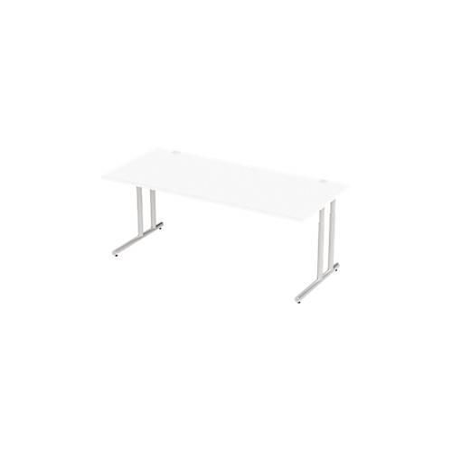 4250510836446 - Select Schreibtisch COMBITEC Rechteck C-Fuß B 2000 x T 1000 x H 677-817 mm weiß weißaluminium 4250510836446 - Select Schreibtisch COMBITEC Rechteck C-Fuß B 2000 x T 1000 x H 677-817 mm weiß weißaluminium
