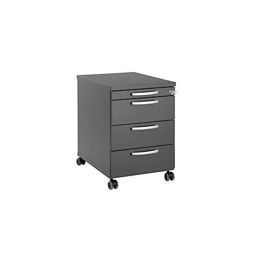 4251898813685 - Rollcontainer 1333 3 Schübe & 1 Utensilienauszug abschließbar runde Griffe Holz Stahl Kunststoff B 434 x T 800 x H 613 mm graphit