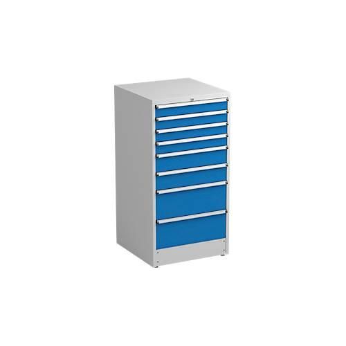 6416763094769 - Schubladenschrank Treston 8 Schubladen abschließbar B 715 x T 715 x H 1400 mm Stahl lichtgrau RAL 7035 blau RAL 5007 6416763094769 - Schubladenschrank Treston 8 Schubladen abschließbar B 715 x T 715 x H 1400 mm Stahl lichtgrau RAL 7035 blau RAL 5007