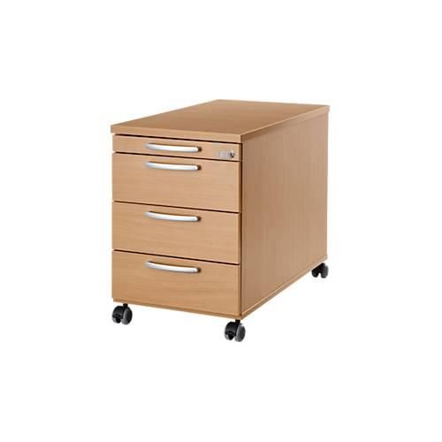 4251898813647 - Rollcontainer 1333 3 Schübe & 1 Utensilienauszug abschließbar runde Griffe Holz Stahl Kunststoff B 434 x T 800 x H 613 mm Buche-Dekor 4251898813647 - Rollcontainer 1333 3 Schübe & 1 Utensilienauszug abschließbar runde Griffe Holz Stahl Kunststoff B 434 x T 800 x H 613 mm Buche-Dekor