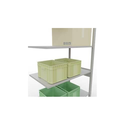 4004514293350 - Schulte Lagertechnik Fachbodenregal-Stecksystem MULTIplus 150 Anbauregal Längenriegel 2500x1000x600 mm 6 Böden lichtgrau