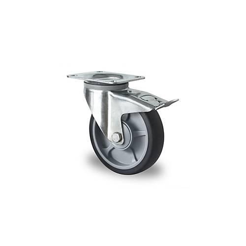 4260475215538 - CASCOO Lenkrolle P2G2 mit Totalfeststeller Rad-ø 160 mm x B 40 mm Polypropylen-Felge Elastomer-Lauffläche grau Kugellager bis 200 kg