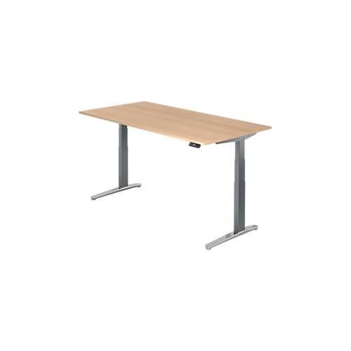 4032062171233 - Schreibtisch TOPAS LINE elektrisch höhenverstellbar C-Fuß B 2000 x T 1000 x H 650-1300 mm Eiche graphit + Memoryschalter Kabelkanal