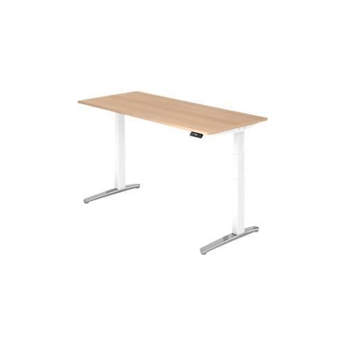 4032062168387 - Schreibtisch TOPAS LINE elektrisch höhenverstellbar C-Fuß B 1800 x T 800 x H 650-1300 mm Eiche weißaluminium + Memoryschalter Kabelkanal 4032062168387 - Schreibtisch TOPAS LINE elektrisch höhenverstellbar C-Fuß B 1800 x T 800 x H 650-1300 mm Eiche weißaluminium + Memoryschalter Kabelkanal