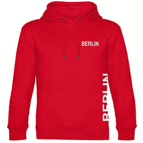 4068859073442 - multifanshop Kapuzen Sweatshirt - Berlin rot - Brust & Seite - Druck weiß - Hoodie