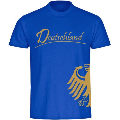 4068859257439 - multifanshop Kinder T-Shirt - Deutschland - Adler seitlich Gold - Druck gold metallic - Kind