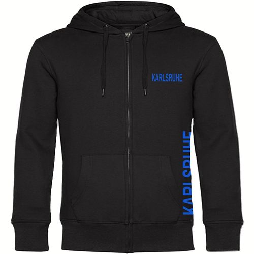 4068859021306 - multifanshop Kapuzen Sweatshirt Jacke - Karlsruhe - Brust & Seite - Druck blau - Sweat