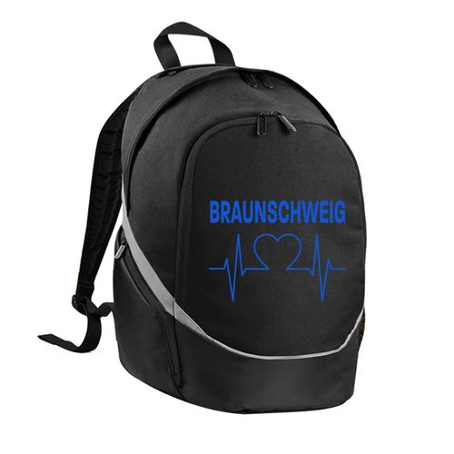 4068859201500 - multifanshop Rucksack - Braunschweig - Herzschlag - Druck blau - Tasche