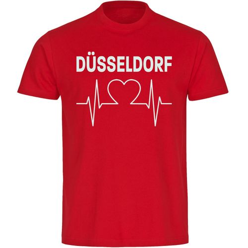 4068859104962 - multifanshop Herren T-Shirt - Düsseldorf - Herzschlag - Druck weiß - Männer