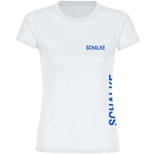 4068859001728 - multifanshop Damen T-Shirt - Schalke - Brust & Seite - Druck blau - Frauen
