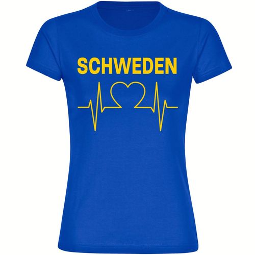 4068859492540 - multifanshop Damen T-Shirt - Schweden - Herzschlag - Druck gelb - Frauen 4068859492540 - multifanshop Damen T-Shirt - Schweden - Herzschlag - Druck gelb - Frauen