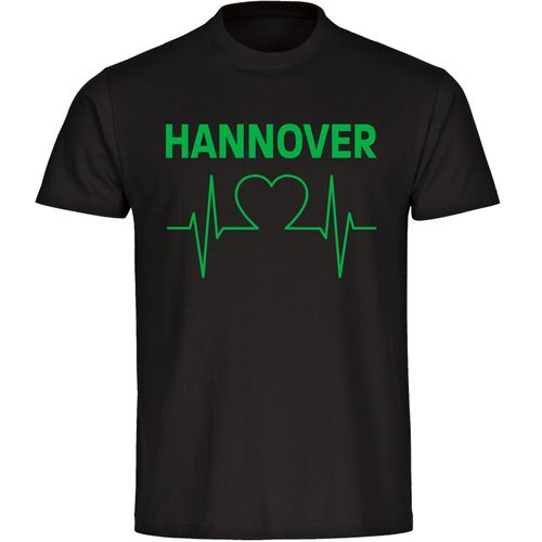 4068859172633 - multifanshop Herren T-Shirt - Hannover - Herzschlag - Druck grün - Männer