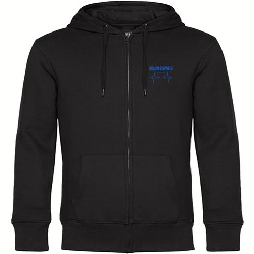 4068859201272 - multifanshop Kapuzen Sweatshirt Jacke - Braunschweig - Herzschlag - Druck blau - Sweat