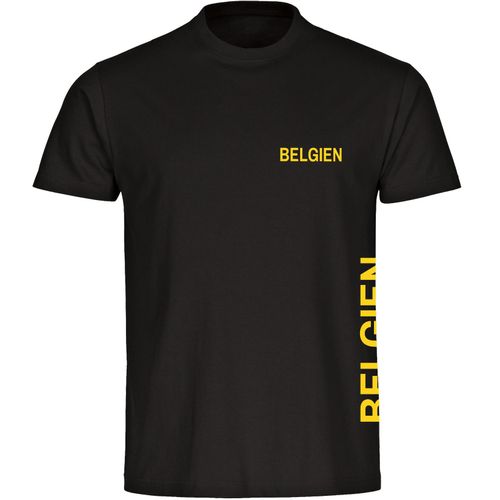 4068859281120 - multifanshop Herren T-Shirt - Belgien - Brust & Seite - Druck gelb - Männer