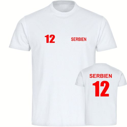 4068859479671 - multifanshop Kinder T-Shirt - Serbien - Trikot Nummer 12 - Druck rot - Kind