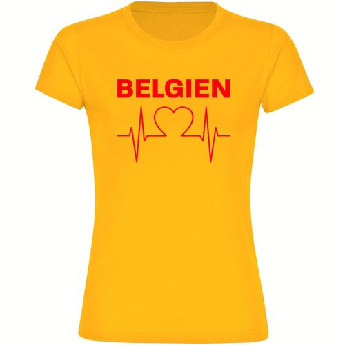 4068859282615 - multifanshop Damen T-Shirt - Belgien - Herzschlag - Druck rot - Frauen