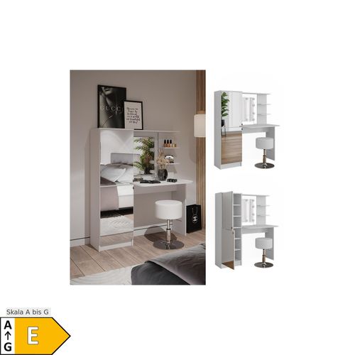 4066731461677 - Jasmin-Frisierkommode  Weiß 123 cm mit LED-Beleuchtung und Hocker Vicco
