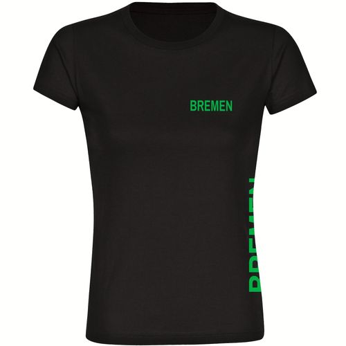 4068859165536 - multifanshop Damen T-Shirt - Bremen - Brust & Seite - Druck grün - Frauen