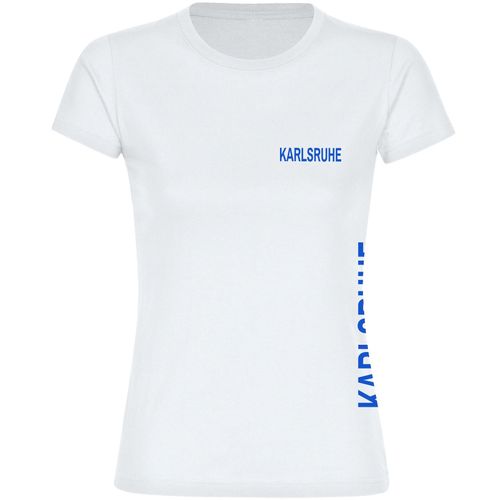 4068859020583 - multifanshop Damen T-Shirt - Karlsruhe - Brust & Seite - Druck blau - Frauen