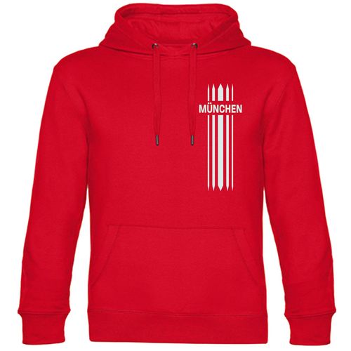 4068859130039 - multifanshop Kapuzen Sweatshirt - München rot - Streifen - Druck weiß - Hoodie