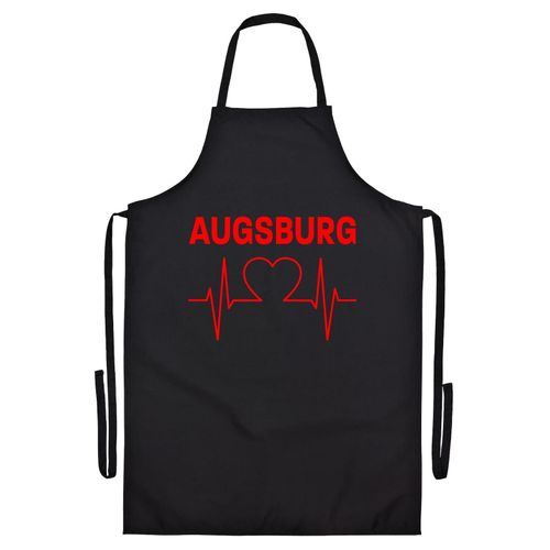 4068859102517 - multifanshop Grillschürze - Augsburg - Herzschlag - Druck rot - Schürze