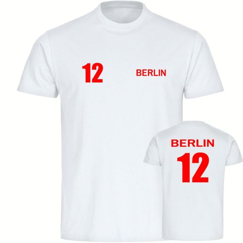 4068859090128 - multifanshop Herren T-Shirt - Berlin rot - Trikot Nummer 12 - Druck rot - Männer