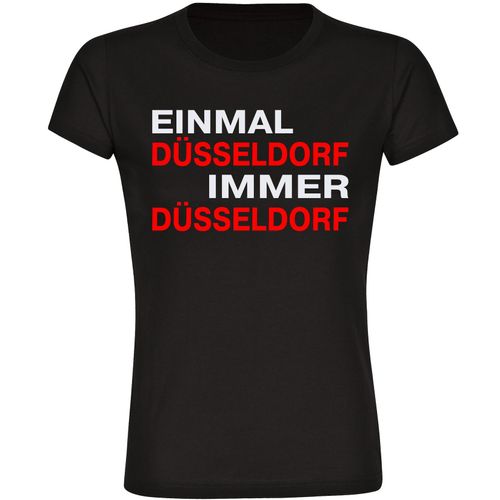 4068859144081 - multifanshop Damen T-Shirt - Düsseldorf - Einmal Immer - Druck rot - Frauen