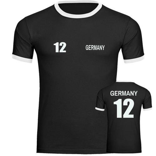 4068859366841 - multifanshop Kontrast T-Shirt - Germany - Trikot Nummer 12 - Druck weiß - Männer 4068859366841 - multifanshop Kontrast T-Shirt - Germany - Trikot Nummer 12 - Druck weiß - Männer