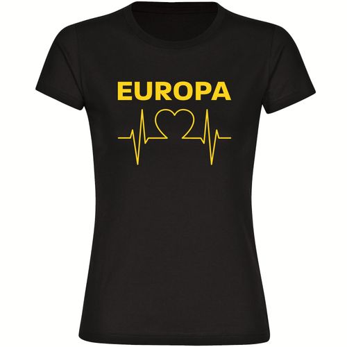 4068859303600 - multifanshop Damen T-Shirt - Europa - Herzschlag - Druck gelb - Frauen