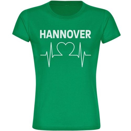 4068859172862 - multifanshop Damen T-Shirt - Hannover - Herzschlag - Druck weiß - Frauen