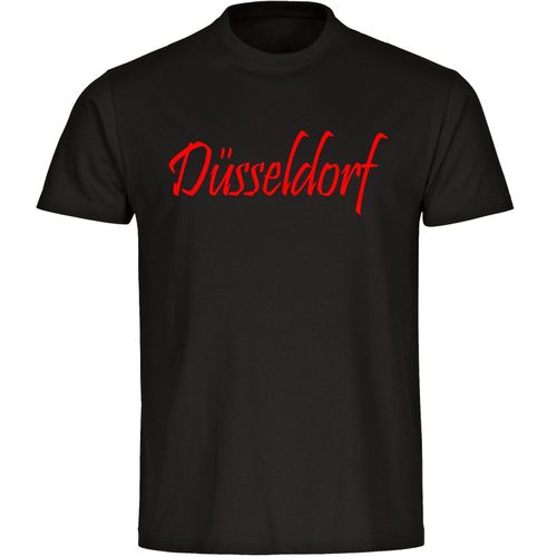 4068859157562 - multifanshop Herren T-Shirt - Düsseldorf - Schriftzug - Druck rot - Männer