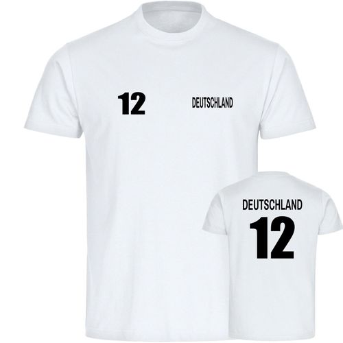 4068859247232 - multifanshop Herren T-Shirt - Deutschland - Trikot Nummer 12 - Druck schwarz - Männer