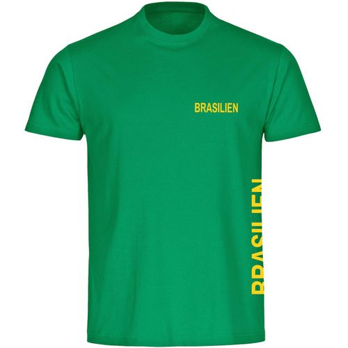 4068859287054 - multifanshop Kinder T-Shirt - Brasilien - Brust & Seite - Druck gelb - Kind