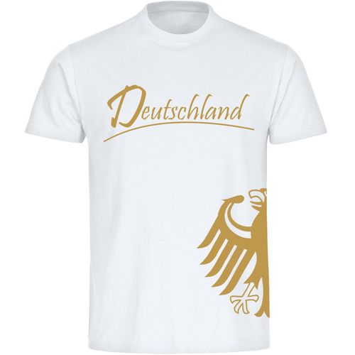 4068859259464 - multifanshop Kinder T-Shirt - Deutschland - Adler seitlich Gold - Druck gold metallic - Kind