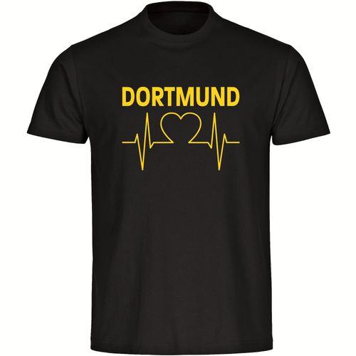 4068859187354 - multifanshop® Herren T-Shirt - Dortmund - Herzschlag - Druck gelb - Männer