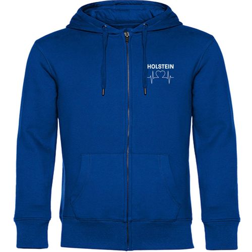 4068859403805 - multifanshop Kapuzen Sweatshirt Jacke - Holstein - Herzschlag - Druck weiß - Sweat